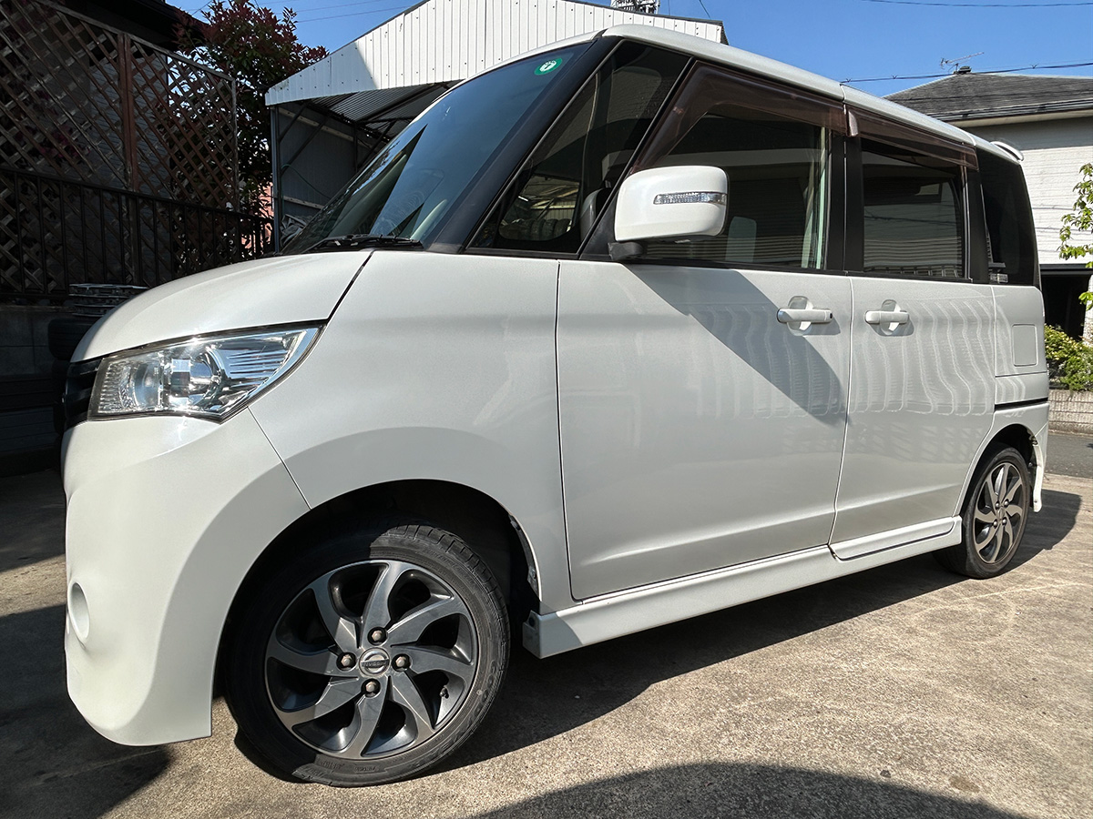 日産／ルークス　660 ハイウェイスター（スノーパールホワイト3コートパール）｜京都府・亀岡市で激安中古車や軽自動車をお探しなら、【浅田自動車商会】へ！お買い得な中古車を厳選しております。車検や定期メンテナンスもお任せください。