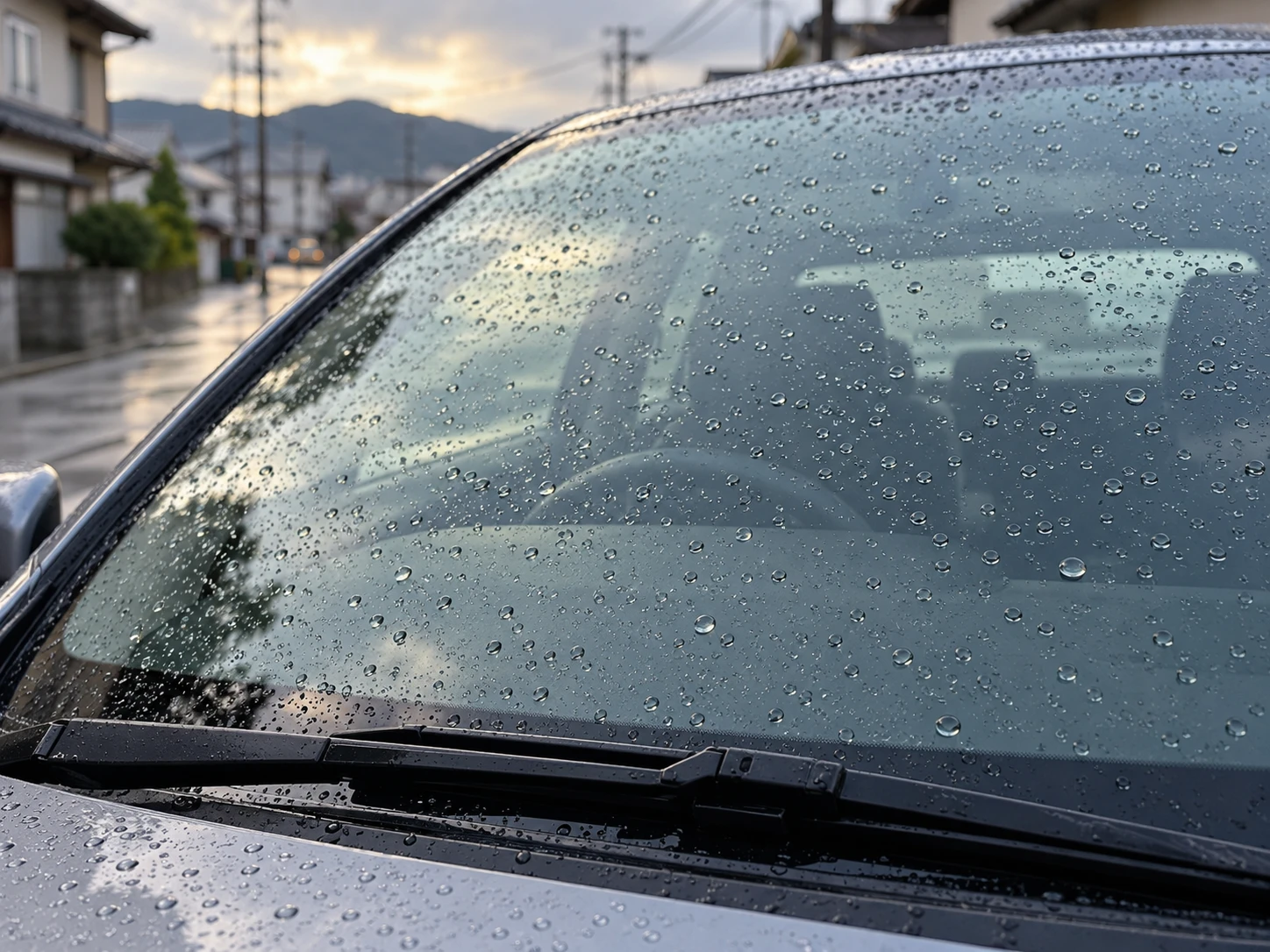 新しいワイパーに交換したあと、水玉をはじくフロントガラス｜メカピック